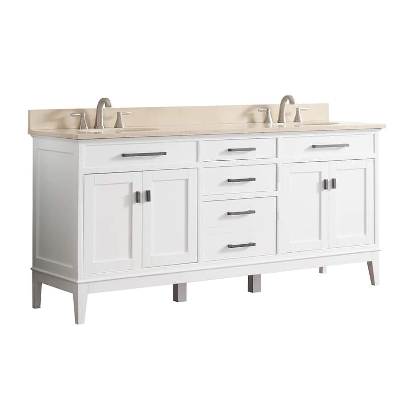 Avanity Madison 73-inch Double Sink Vanity Combo in White with Top and Sink