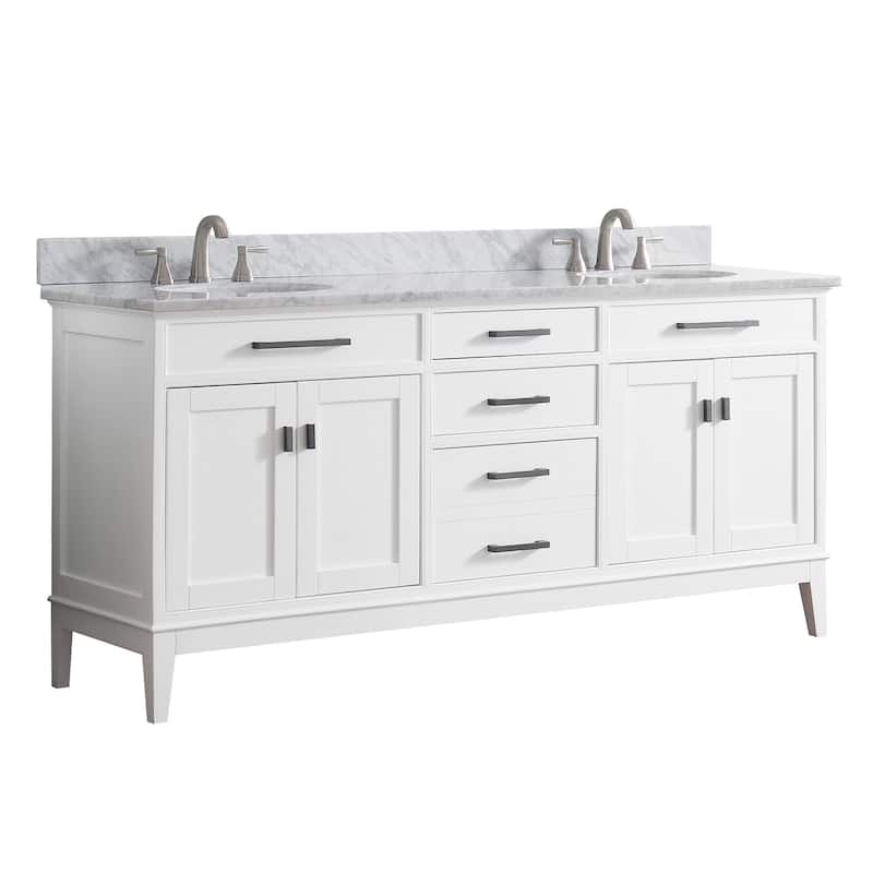 Avanity Madison 73-inch Double Sink Vanity Combo in White with Top and Sink