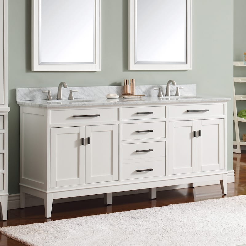Avanity Madison 73-inch Double Sink Vanity Combo in White with Top and Sink