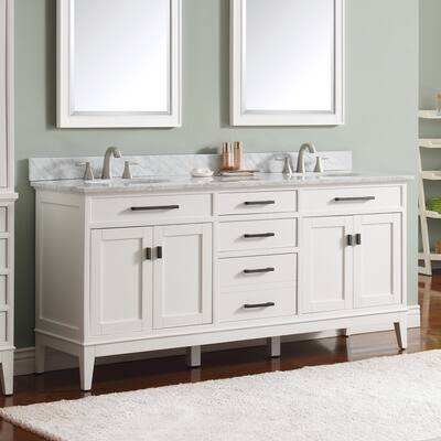 Avanity Madison 73-inch Double Sink Vanity Combo in White with Top and Sink