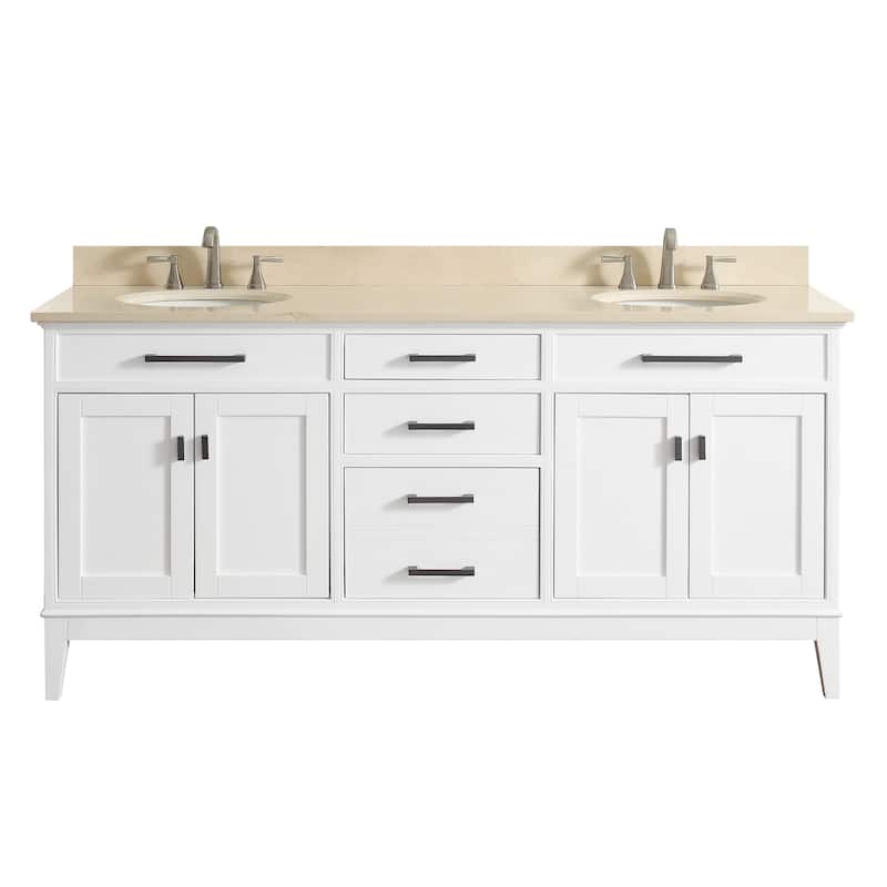 Avanity Madison 73-inch Double Sink Vanity Combo in White with Top and Sink