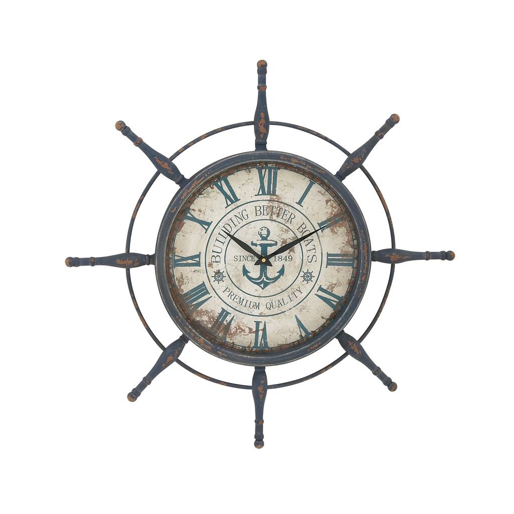 Metal Ship Wheel Wall Clock