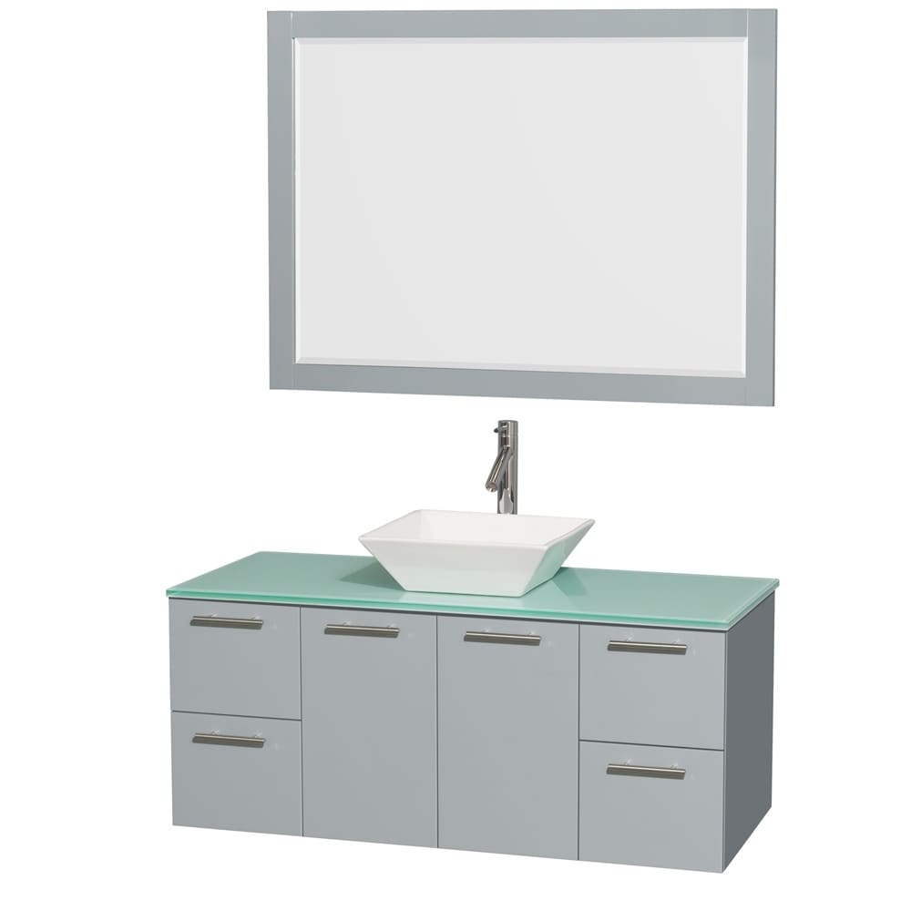 Wyndham Collection Amare Dove Grey Green Glass Top 48 Inch Single Vanity With 46 Inch Mirror Overstock 10951335