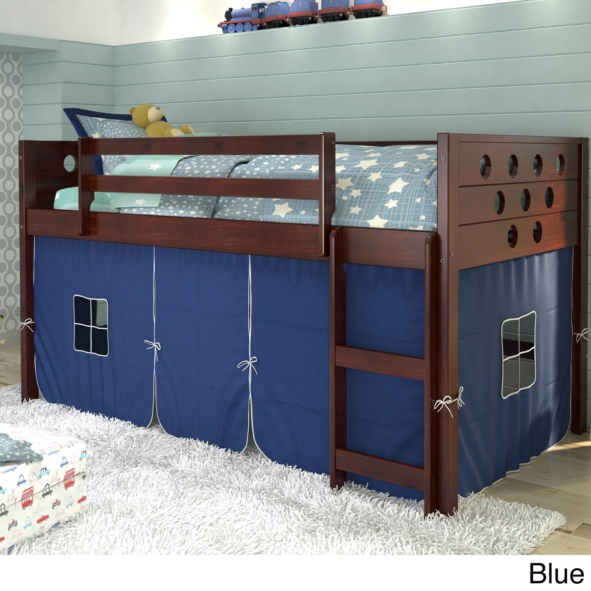 Donco Kids Twin Circles Low Blue Tent Loft in Dark Cappuccino PD 780atcp B for sale online eBay