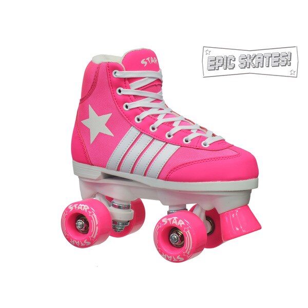 Epic Skates Classic High-Top Quad Roller Skates with Pink Wheels 