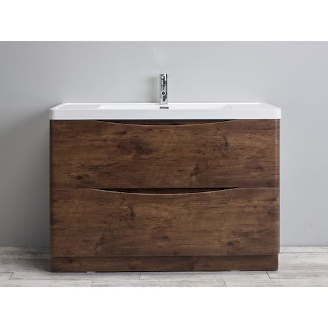 Eviva Smile 48 inch Rosewood Freestanding Modern Bathroom Vanity with White Integrated Acrylic Top