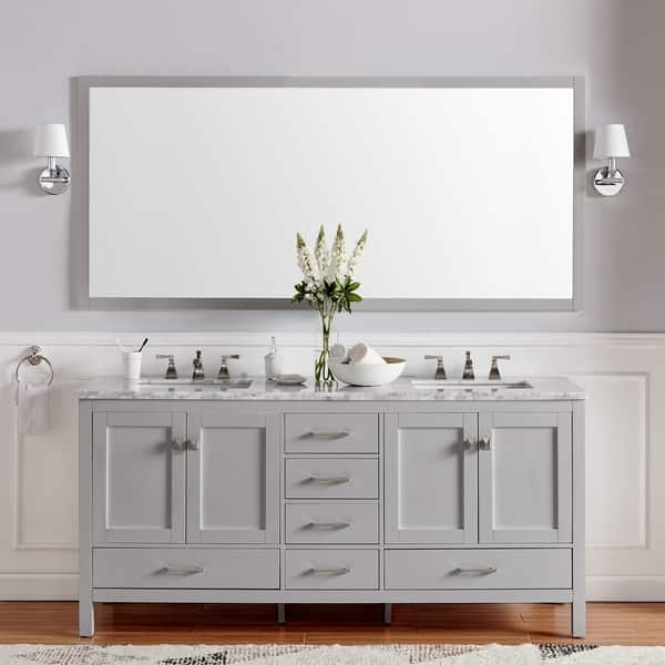 Eviva Aberdeen 72 Gray Transitional Double Sink Bathroom Vanity W White Carrara Top On Sale Overstock 10951777