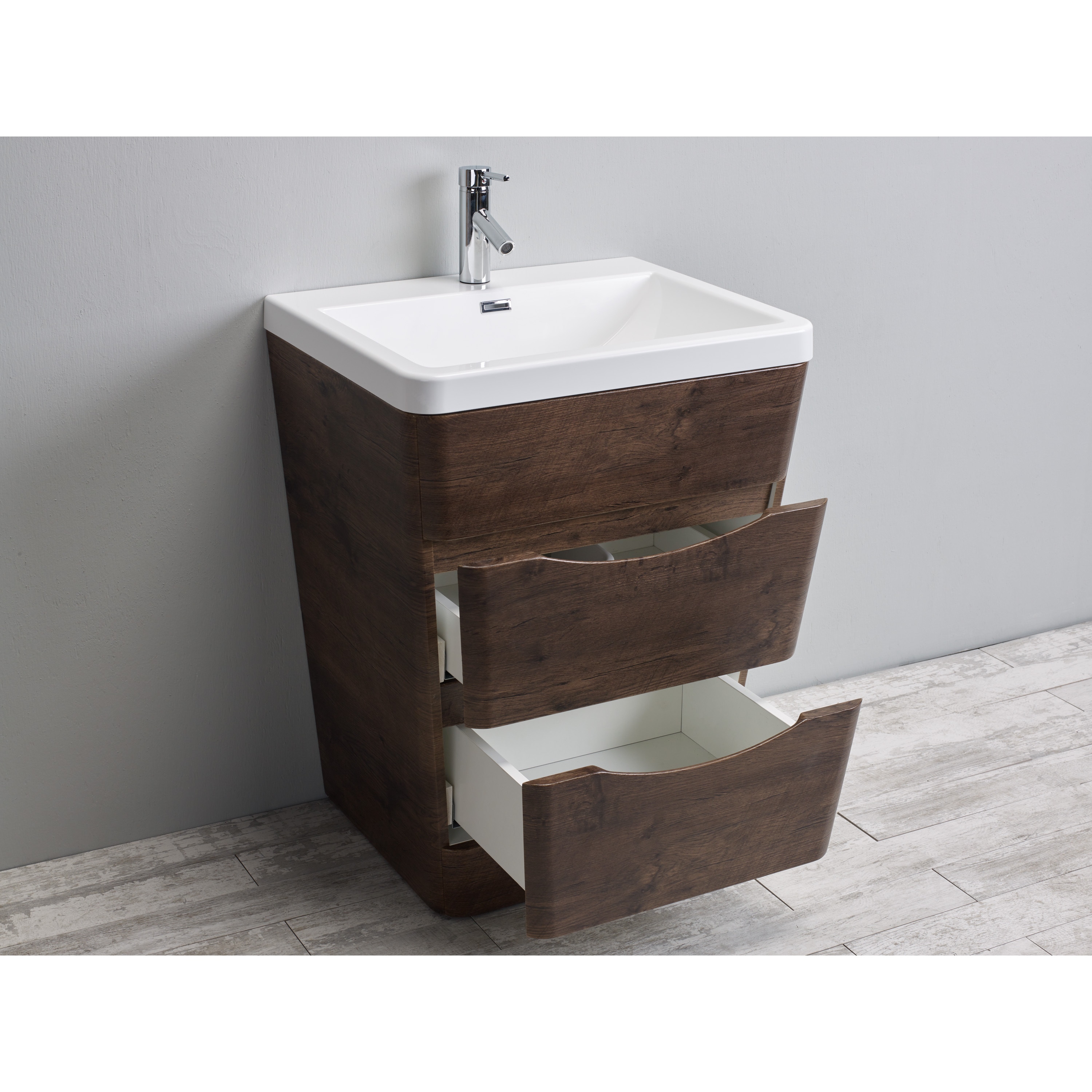 Eviva Victoria 25 Inch Rosewood Modern Bathroom Vanity With White Integrated Acrylic Sink Overstock 10951783