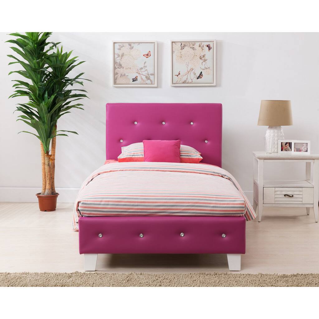 Kelsey Pink Upholstered Bed