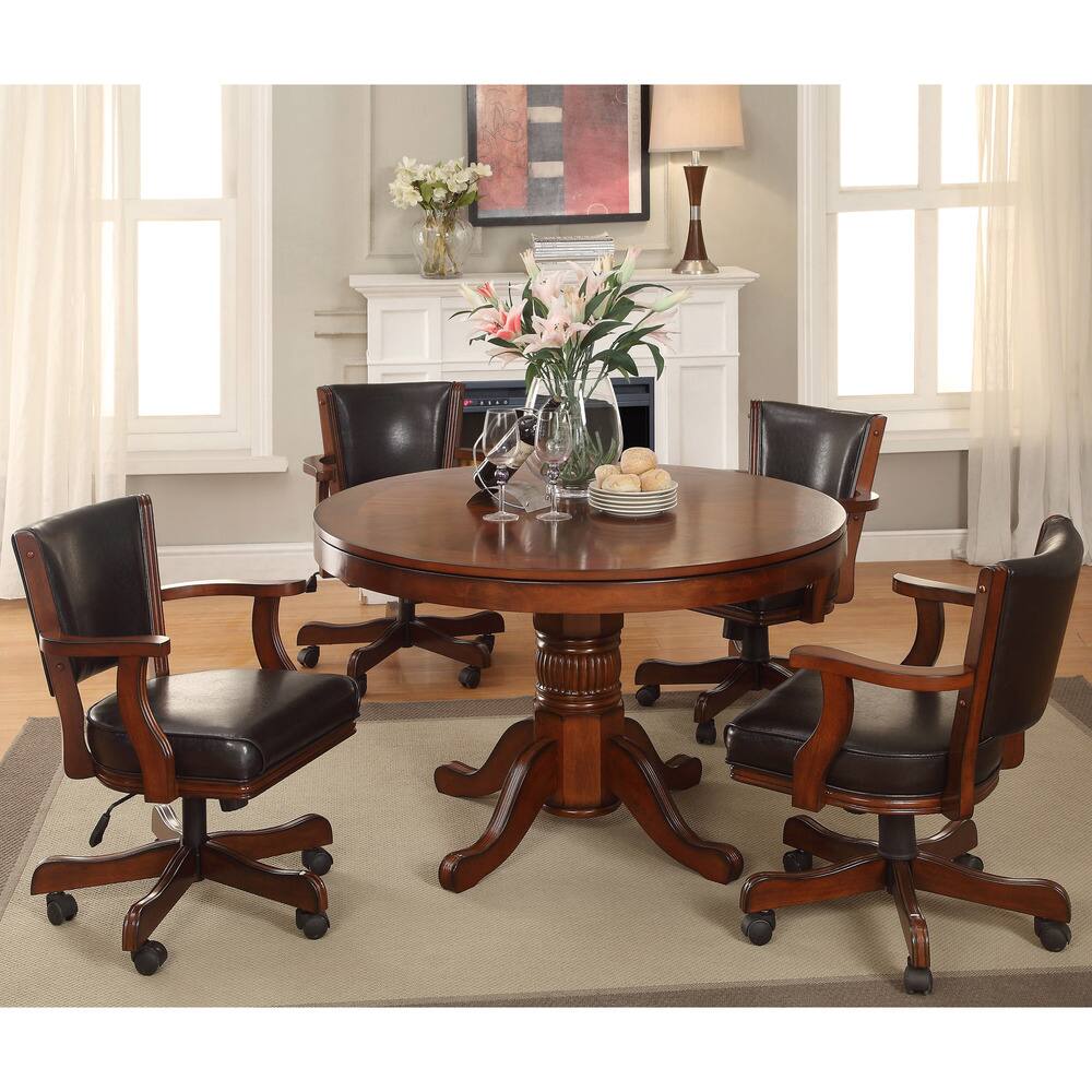 Furniture of America Preston 5-piece Chestnut 3-in-1 Poker Game Table Set