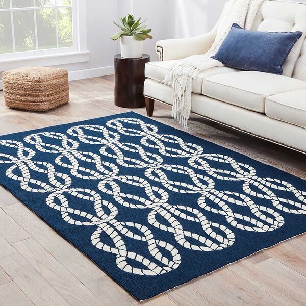 Shop Catamaran Indoor/ Outdoor Abstract Navy/ White Area Rug (9' X 12