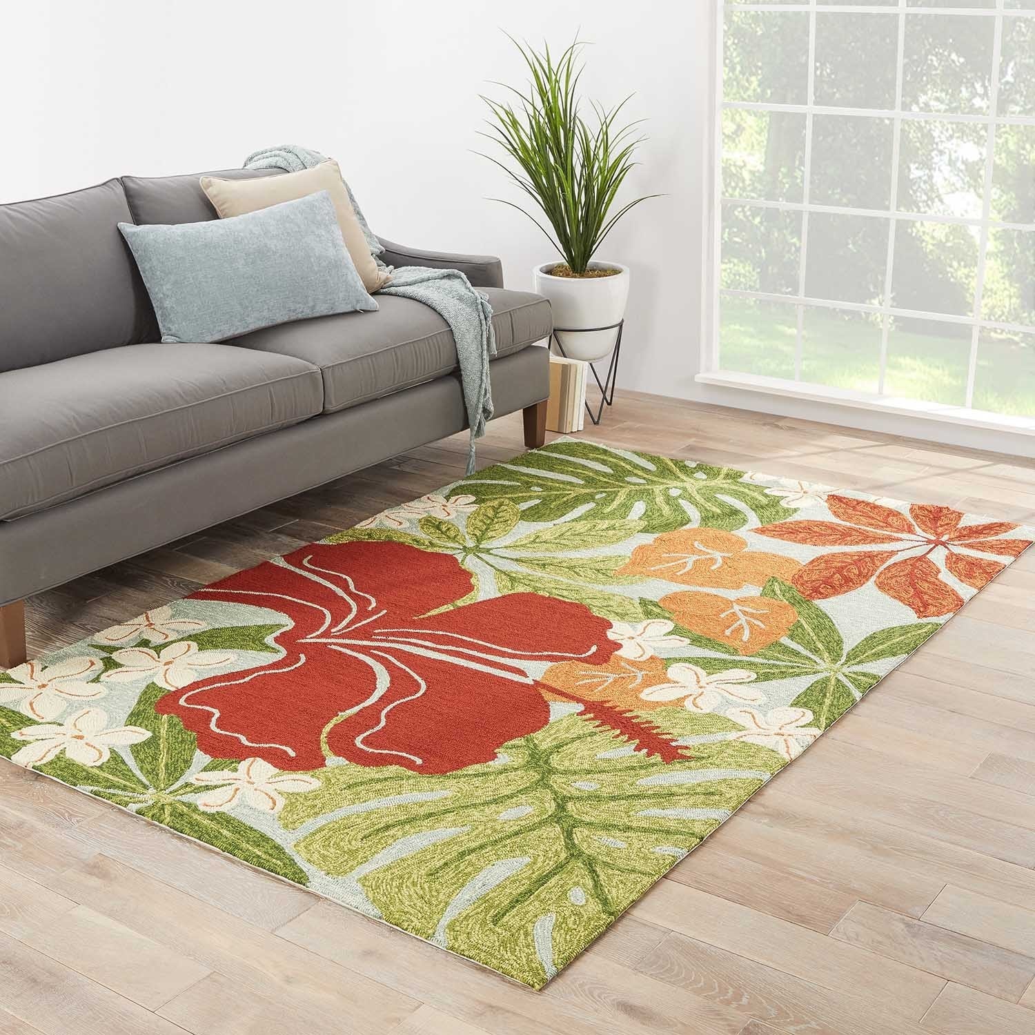 Shop Kahiwa Indoor/ Outdoor Floral Multicolor/ Blue Area Rug (9' X 12