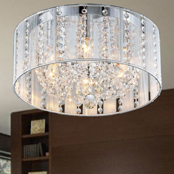 Warehouse of Tiffany Addison White 16-inch Crystal Flush Mount (color optional)
