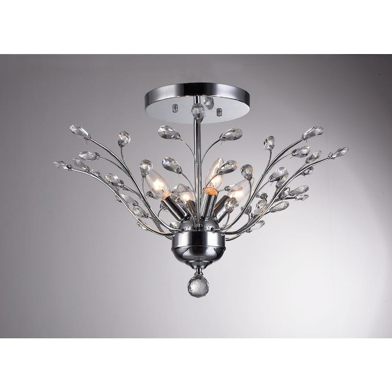 Ella 4-light Chrome 21-inch Crystal Leaves Flush Mount