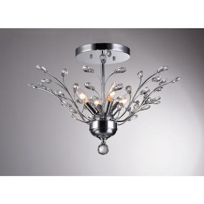 Ella 4-light Chrome 21-inch Crystal Leaves Flush Mount