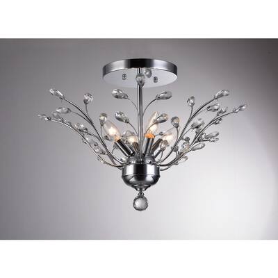 Ella 4-light Chrome 21-inch Crystal Leaves Flush Mount