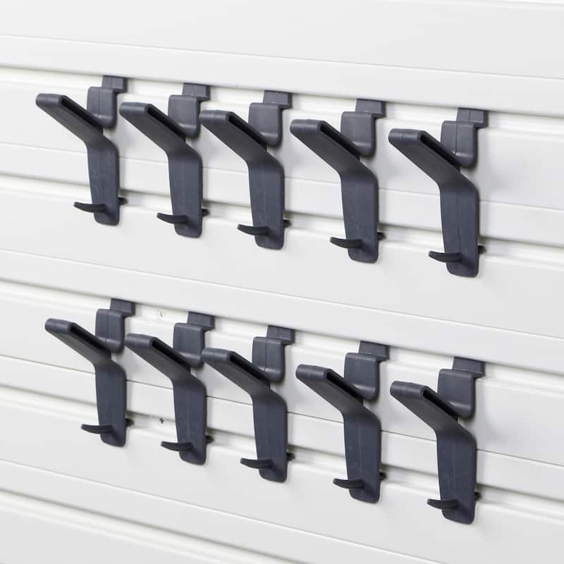 34 Piece Slatwall Panel, Cabinet, Hook, Bin, Shelf and Workstation Storage Set - White Slat Wall/Silver Cabinet
