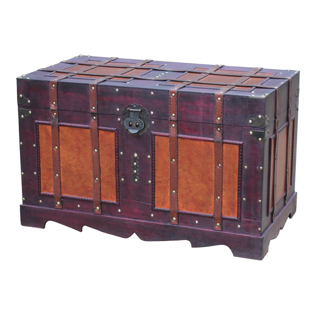 Vintage Storage Chest, Decorative Wooden Trunk, and Keepsake Box - Perfect for the Living Room, Bedroom or Study Room - Red