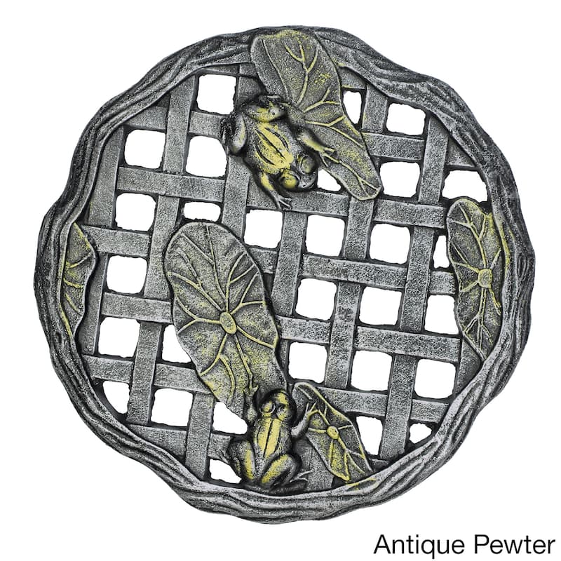 Cast Aluminum Frog Stepping Stone - Silver/Black
