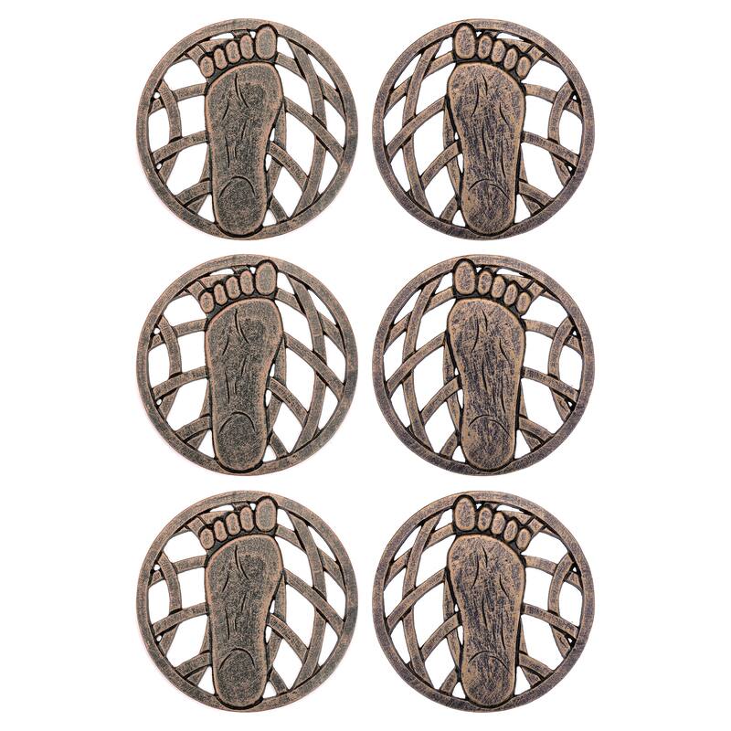 Cast Aluminum Left and Right Foot Stepping Stone - 6 Pack (3 Left Feet and 3 Right Feet)
