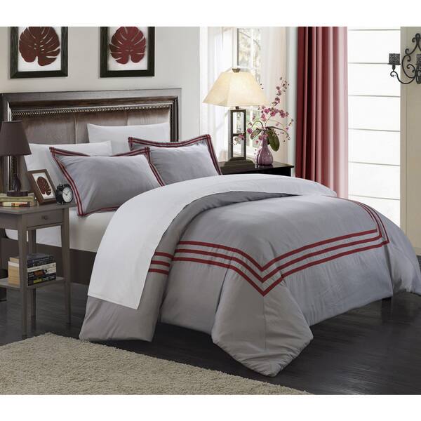 Shop Chic Home 3 Piece Palani Modern Hotel Collection Red Duvet