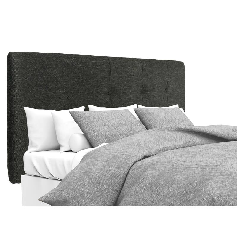 MJL Furniture Ali Button Tufted Belfast Charcoal Upholstered Headboard