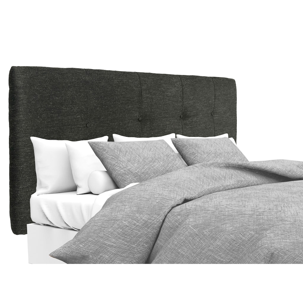 MJL Furniture Ali Button Tufted Belfast Charcoal Upholstered Headboard