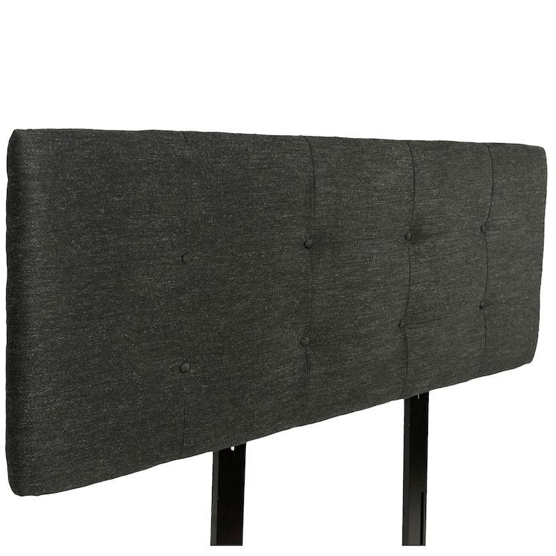 MJL Furniture Ali Button Tufted Belfast Charcoal Upholstered Headboard - California King
