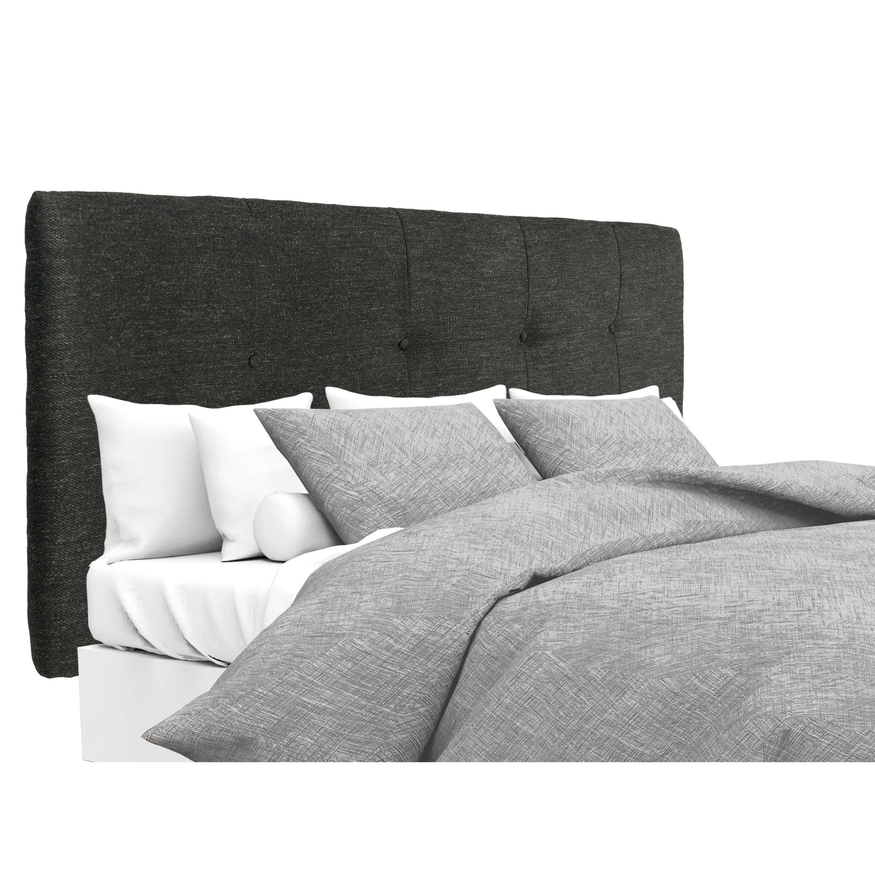 Mjl Furniture Ali Button Tufted Belfast Charcoal Upholstered Headboard