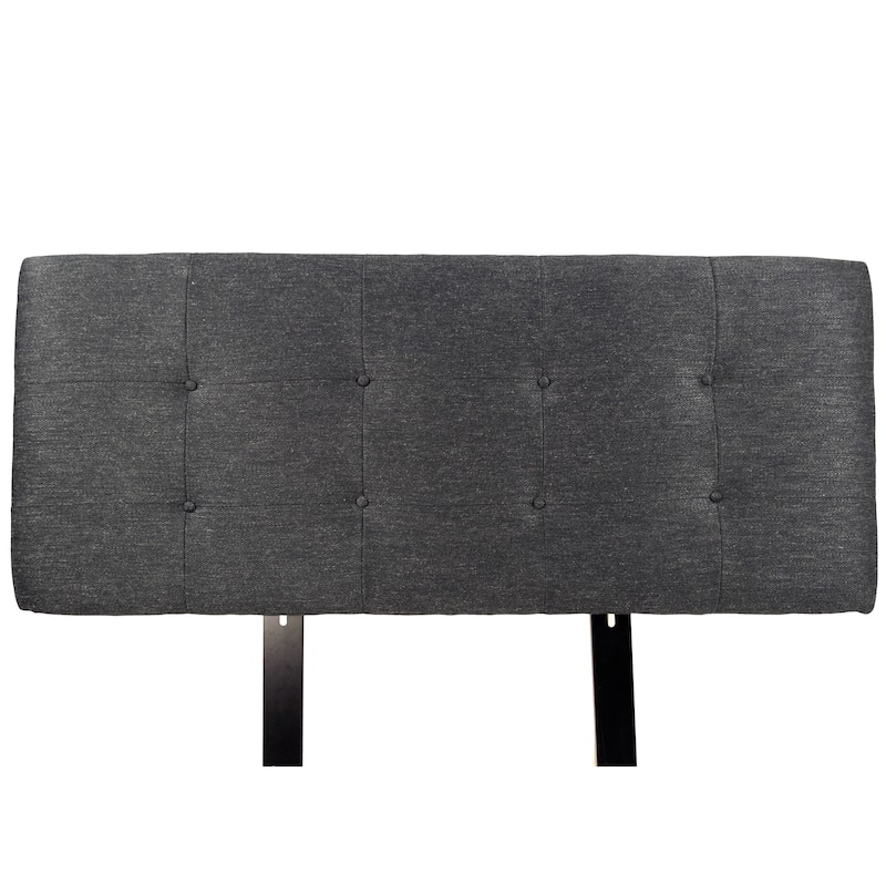 MJL Furniture Ali Button Tufted Belfast Charcoal Upholstered Headboard