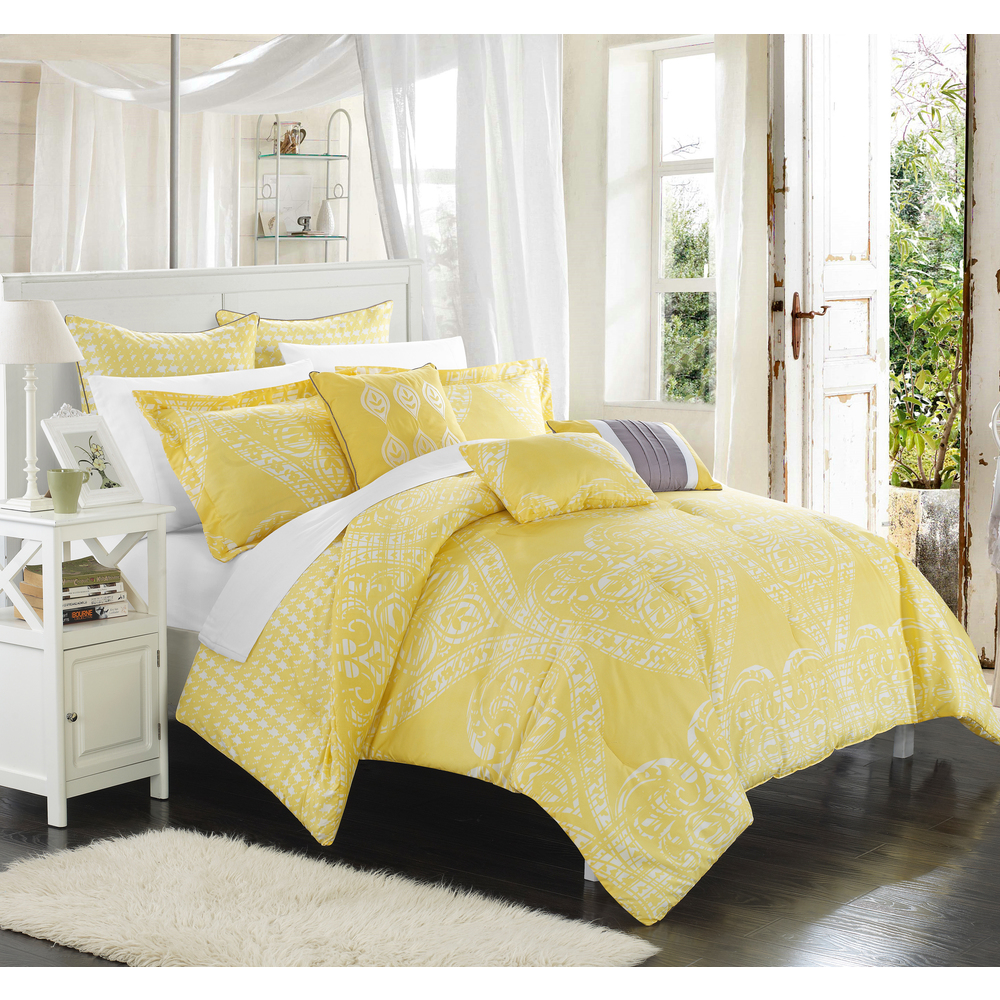 The Curated Nomad Shirley Yellow Oversized Reversible 8-piece Comforter Set