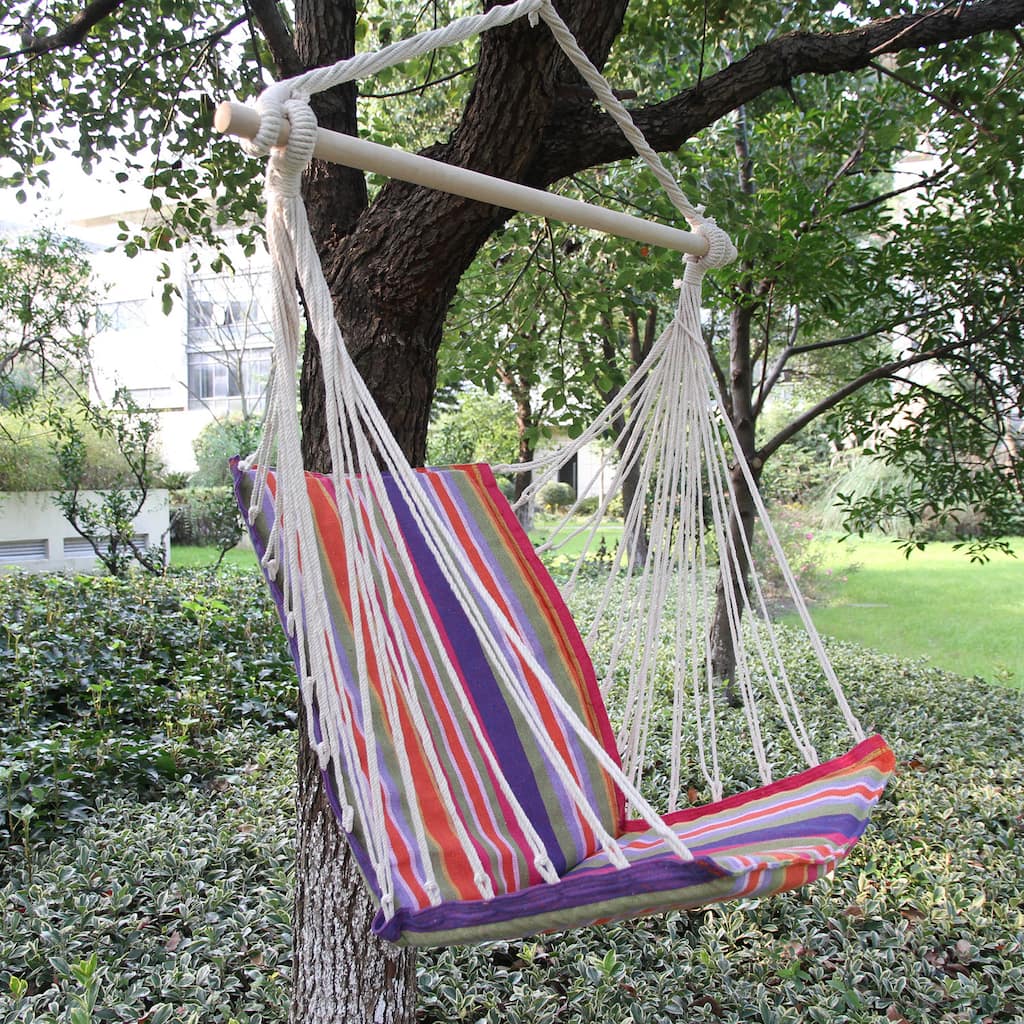 Adeco Cotton Fabric Hanging Chair With High Back