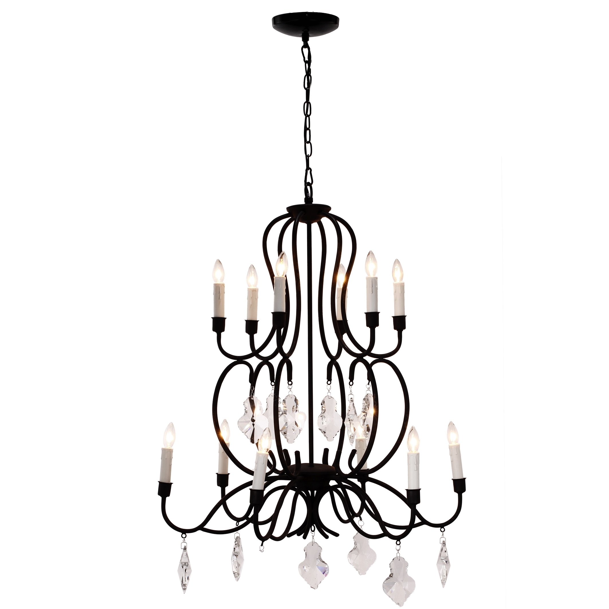 Charleston Black Metal with Crystal Chandelier (Black Metal with Crystal Chandelier) - Chandeliers For Bedrooms by Overstock.com