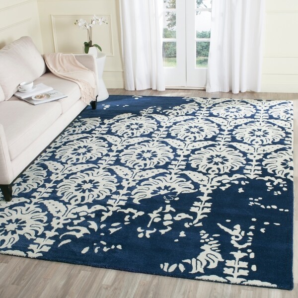 Safavieh Handmade Bella Navy/ Ivory Wool Rug - 8' x 10'