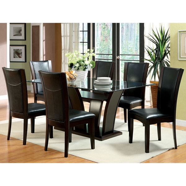 Furniture of America Marion Contemporary 7-piece Glass Top ...