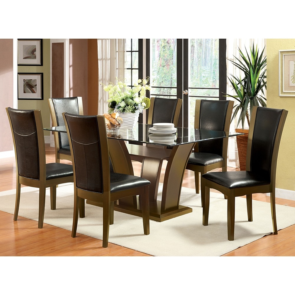 Furniture of America Bind Contemporary Solid Wood Open-Shelf 7-Piece Dining Table Set
