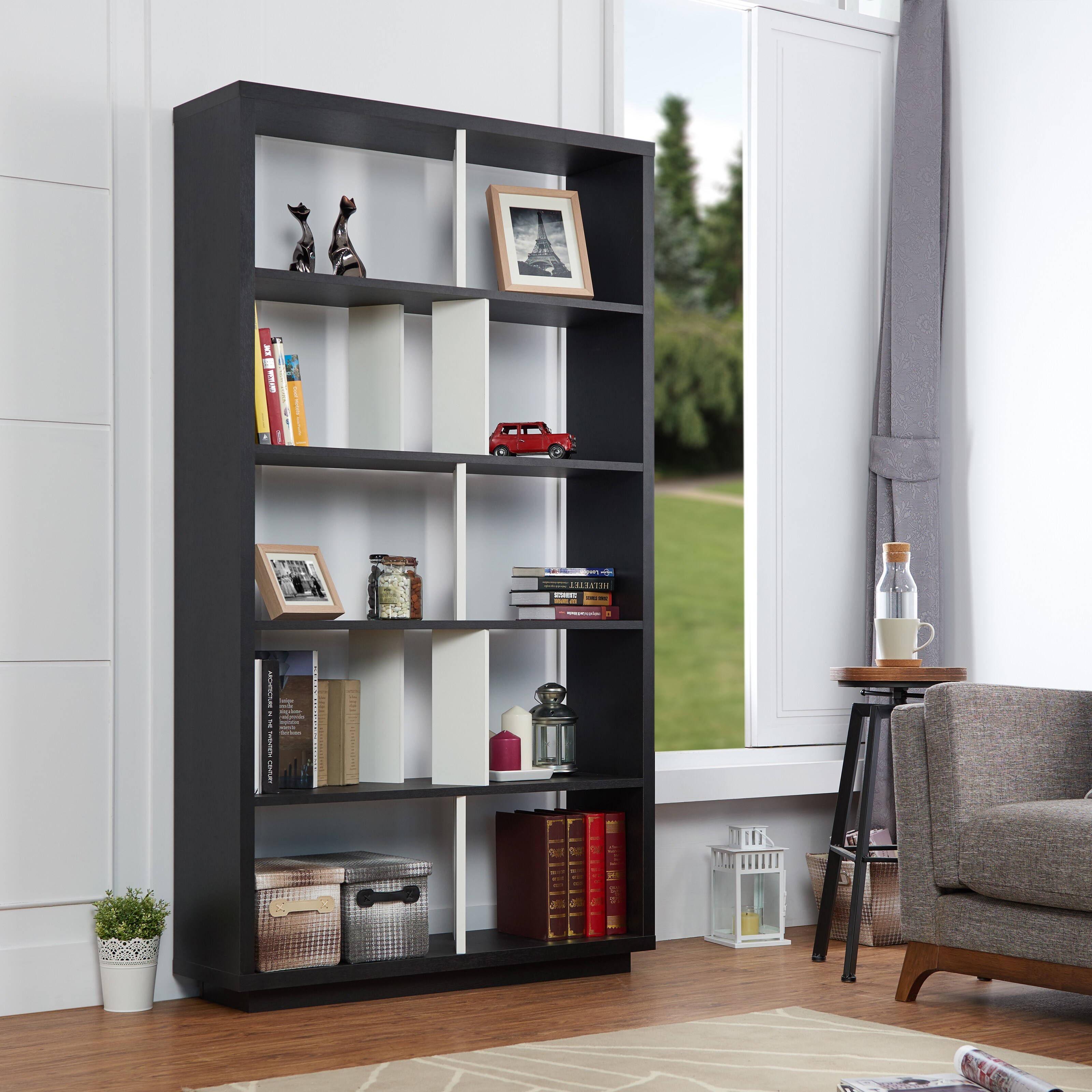 Shop Furniture Of America Daki Modern Black Open Back Bookshelf
