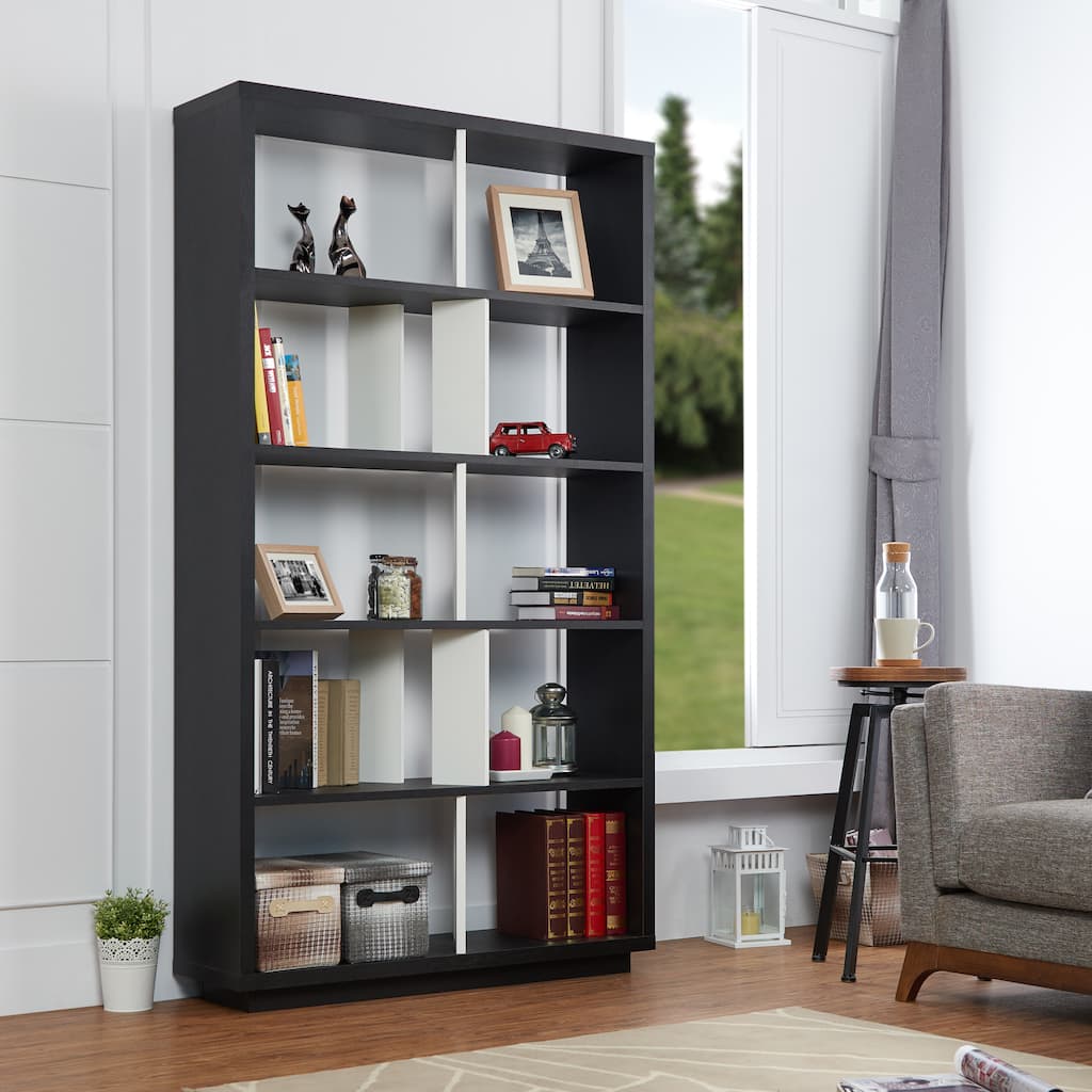 Furniture of America Daki Modern Black Rectangular Open Back Bookshelf