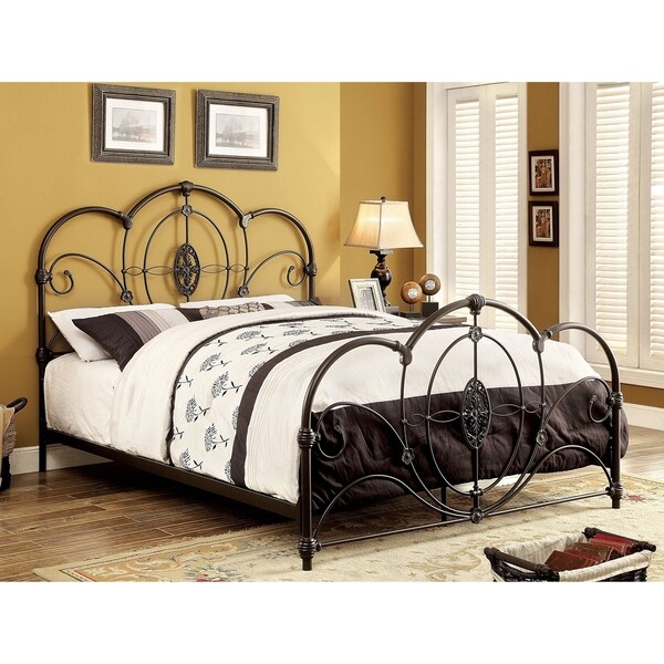 Furniture of America Lviv Victorian Metal Scrolled Arched Bed Frame