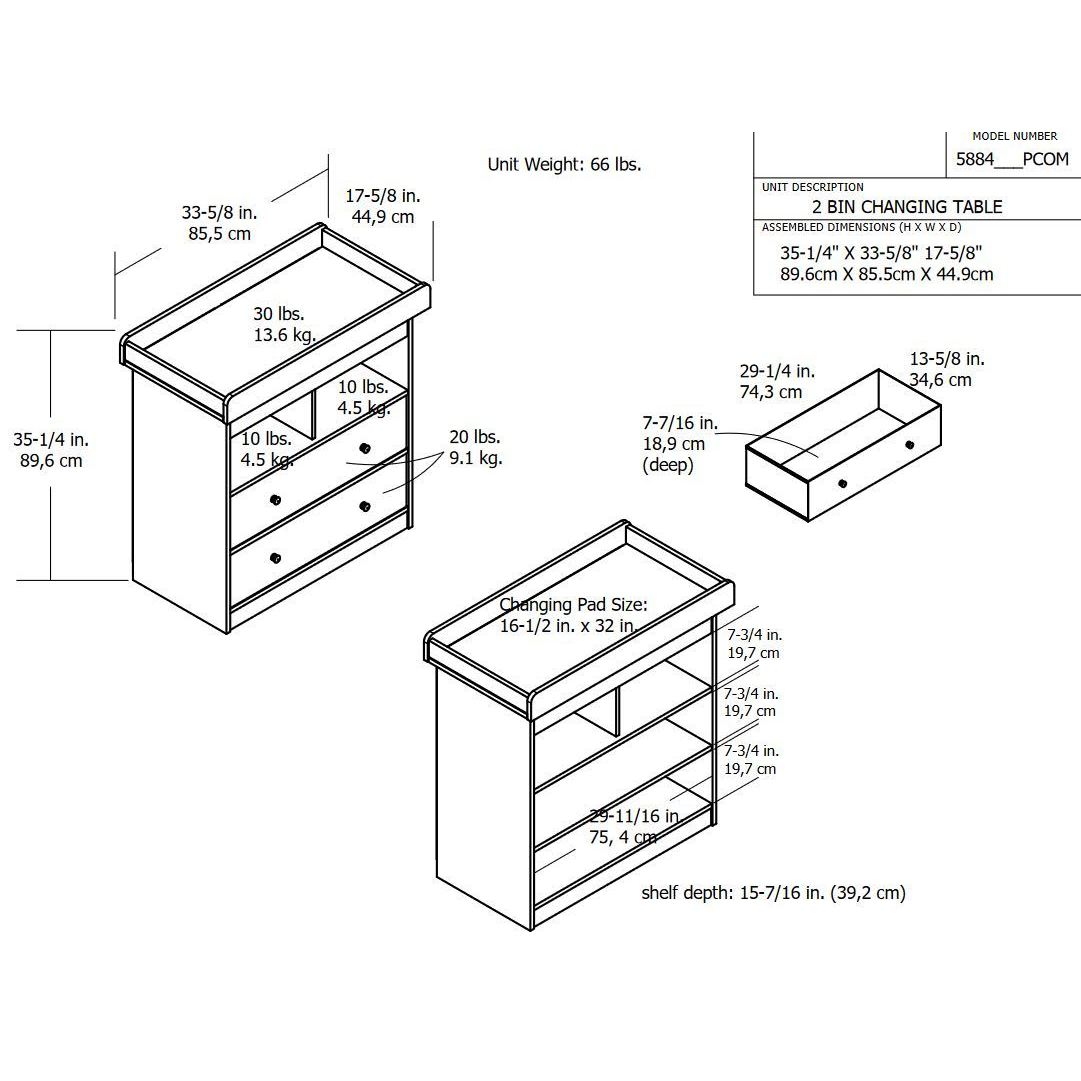 Altra Applegate Enchanted Pine Changing Table with 2 Fabric Bins by Cosco -  Bed Bath & Beyond - 10958604
