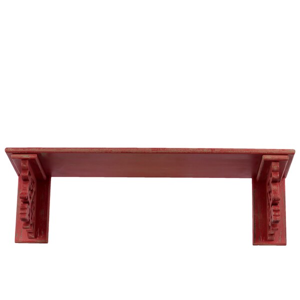 Shop Distressed Red Wood Wall Shelf With Carved Corbels Ships To