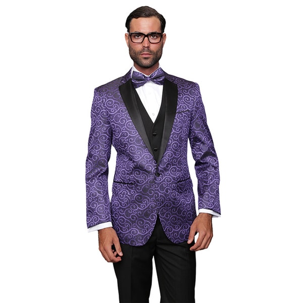 Shop Statement Men's Wool Bellagio Purple 3-piece Tuxedo Suit - On Sale ...