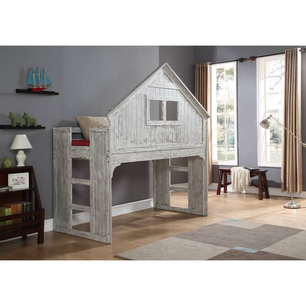 Donco Kids Brushed Driftwood Finish Club House Low Loft
