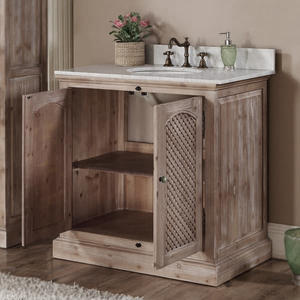 Rustic Style 36 Inch Natural Stone Top Single Sink Bathroom Rustic Style 36 Inch Natural Stone
