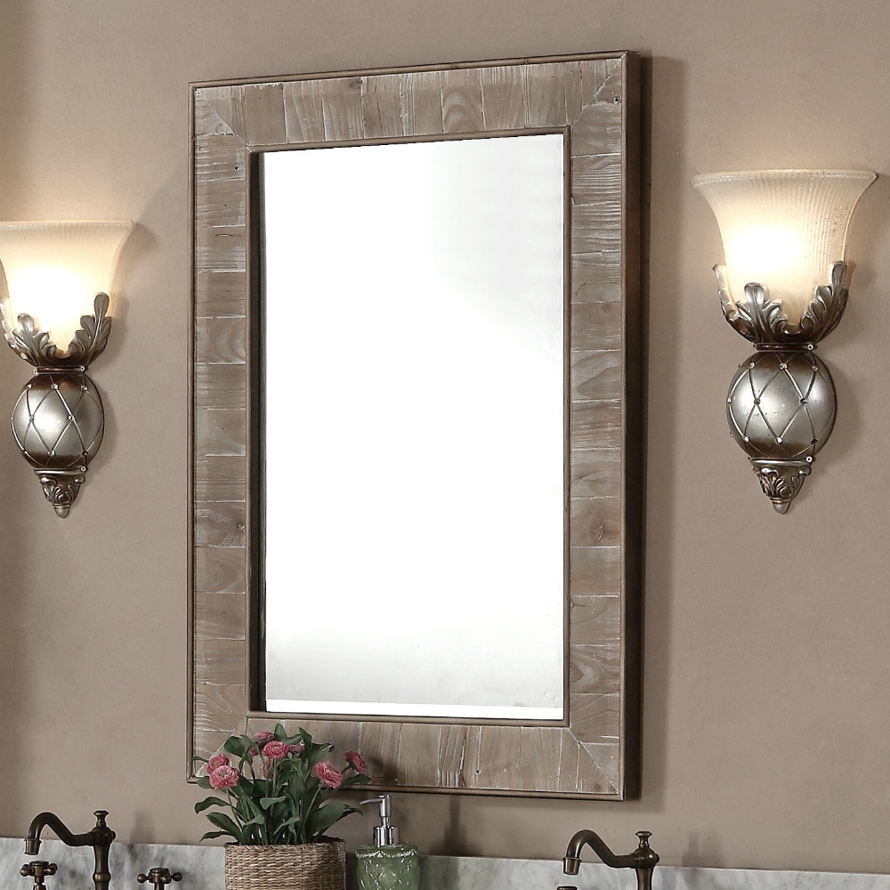 Rustic Style 26-inch wide Rectangular Wall Mirror Brown A/N On Sale  Bed Bath  Beyond 10958891