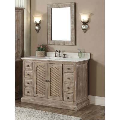 Rustic Style 48 inch Single Sink Bathroom Vanity with Matching Wall Mirror