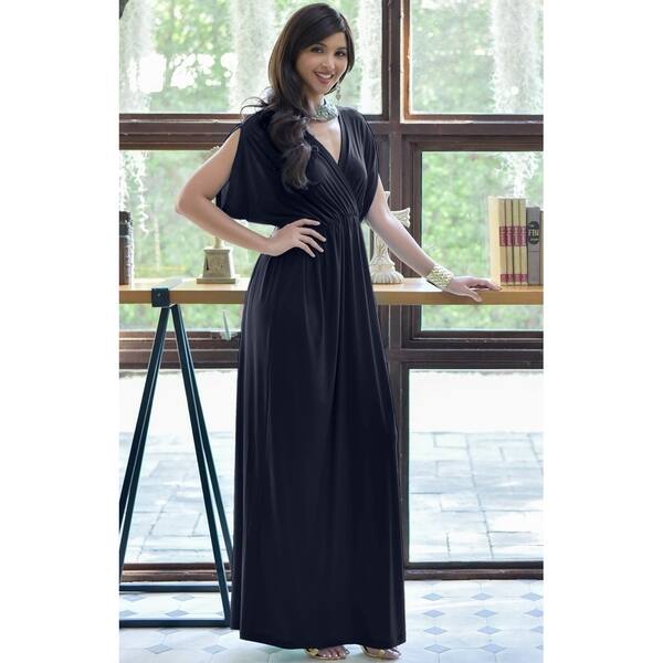 sexy v neck short sleeves evening maxi dress