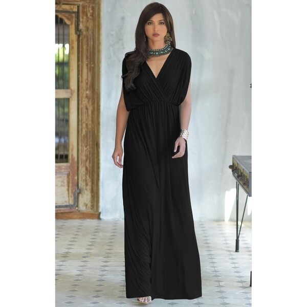 sexy v neck short sleeves evening maxi dress