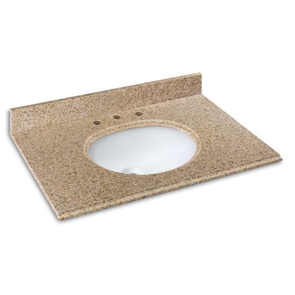25 in. x 22 in. Beige Granite Vanity Top & 8 in. Spread