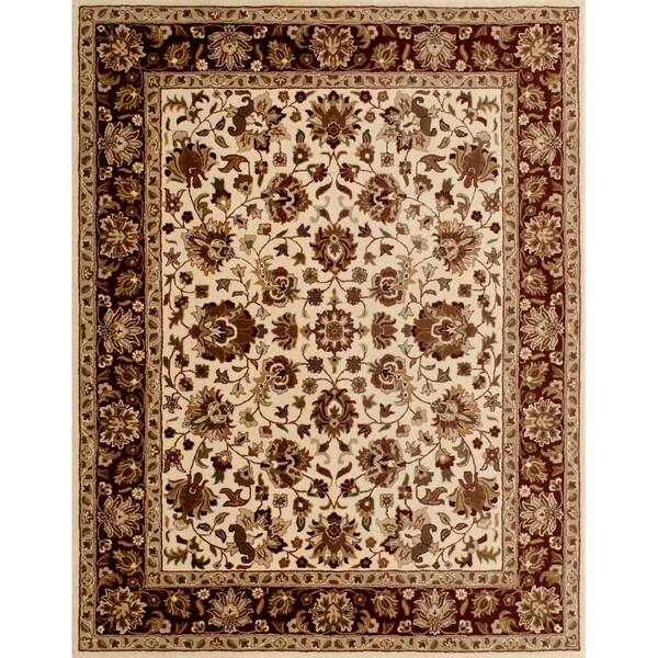 Safavieh Hand-Tufted Stratford Ivory/ Maroon N.Z. Wool Rug - 8' x 10'